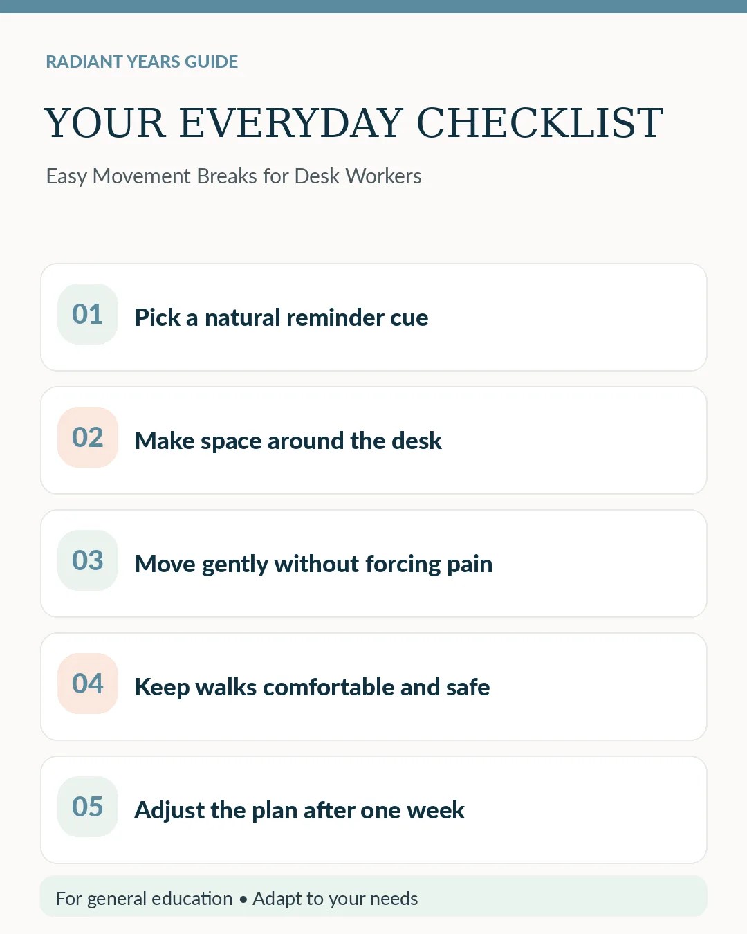 Use these tips to plan safe, realistic movement breaks.