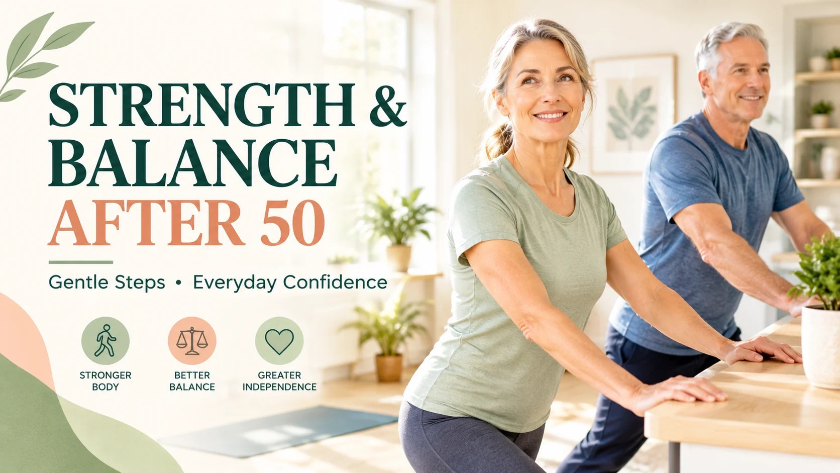 Adults over fifty enjoying supported exercise