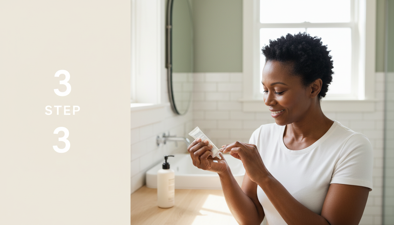 American woman using a small skincare trial area on her inner arm